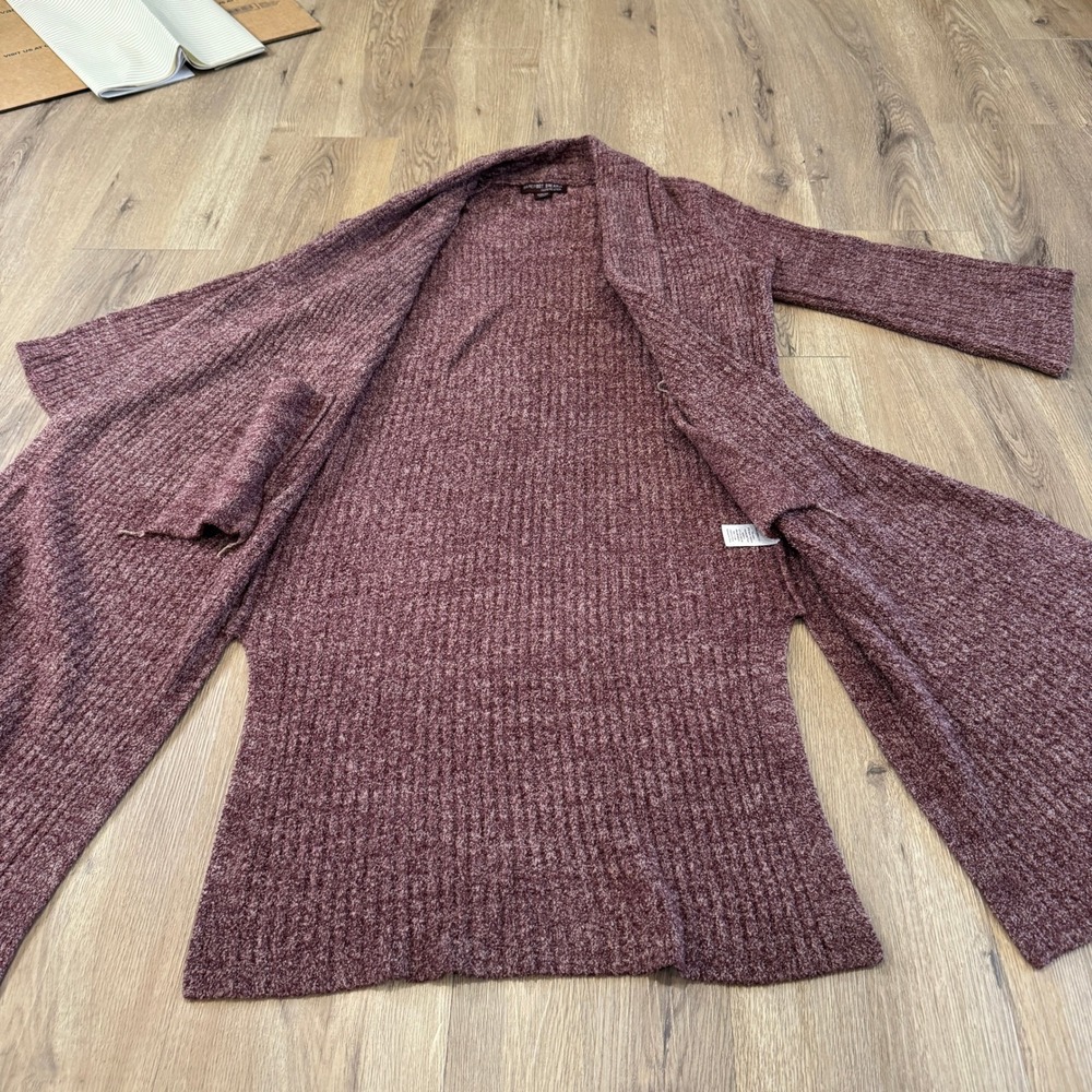 Barefoot Dreams CozyChic Lite Cardigan Duster XXS/XS Maroon Ribbed Long Sleeve - Picture 5 of 7